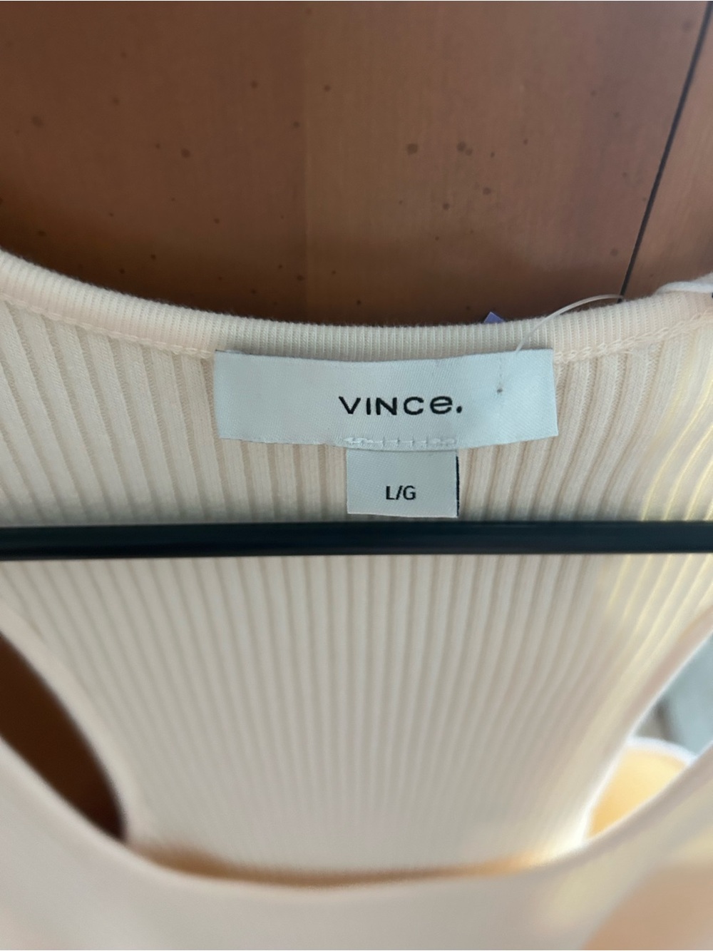 Vince Cream Ribbed Racerback Tank Top - Picture 2 of 5